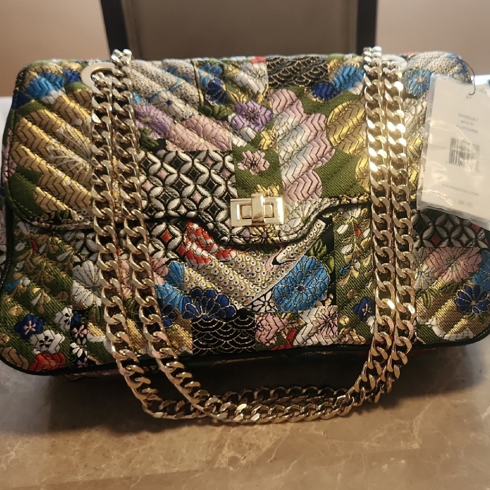 Steve Madden Green and Blue Quilted Shoulder Bag - Picture 2 of 4